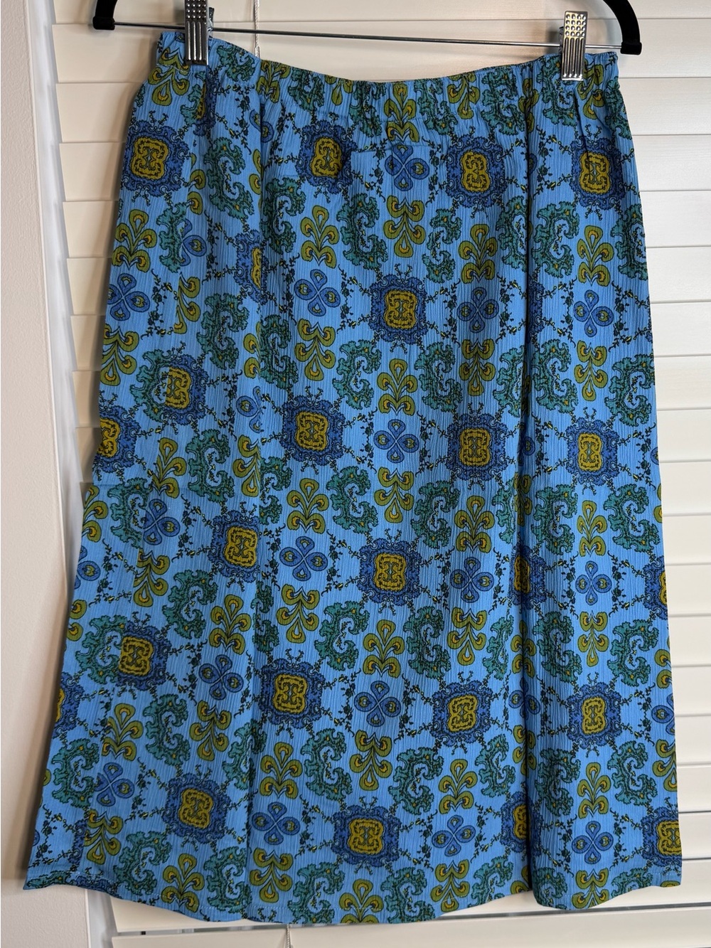 Liz Claiborne NWOT Blue Paisley Cotton Midi Skirt Boho Size Small